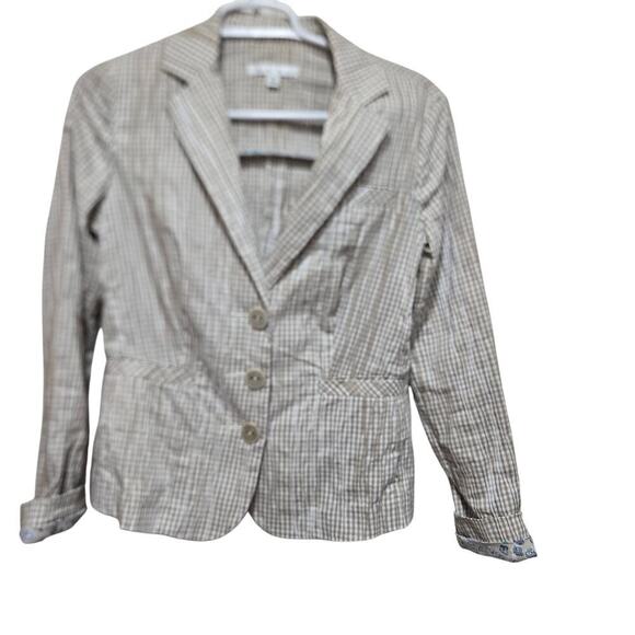 Cabi Ginger Snap Gingham Plaid Blazer Small Style 346 Floral Cuffs - Picture 1 of 12